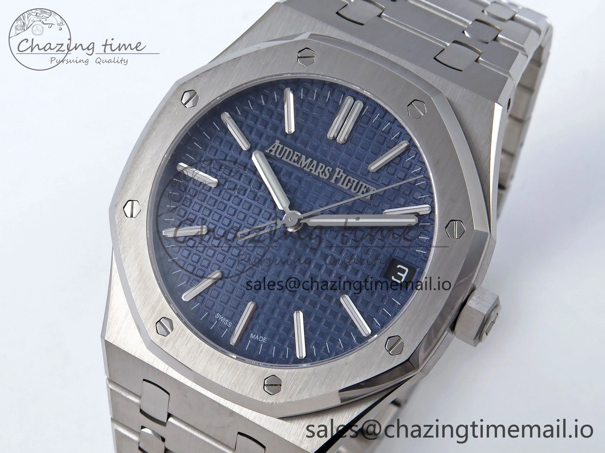 Royal Oak 41mm 15510 SS TKF 1:1 Best Edition Blue Dial on SS Bracelet SA4302 Super Clone
