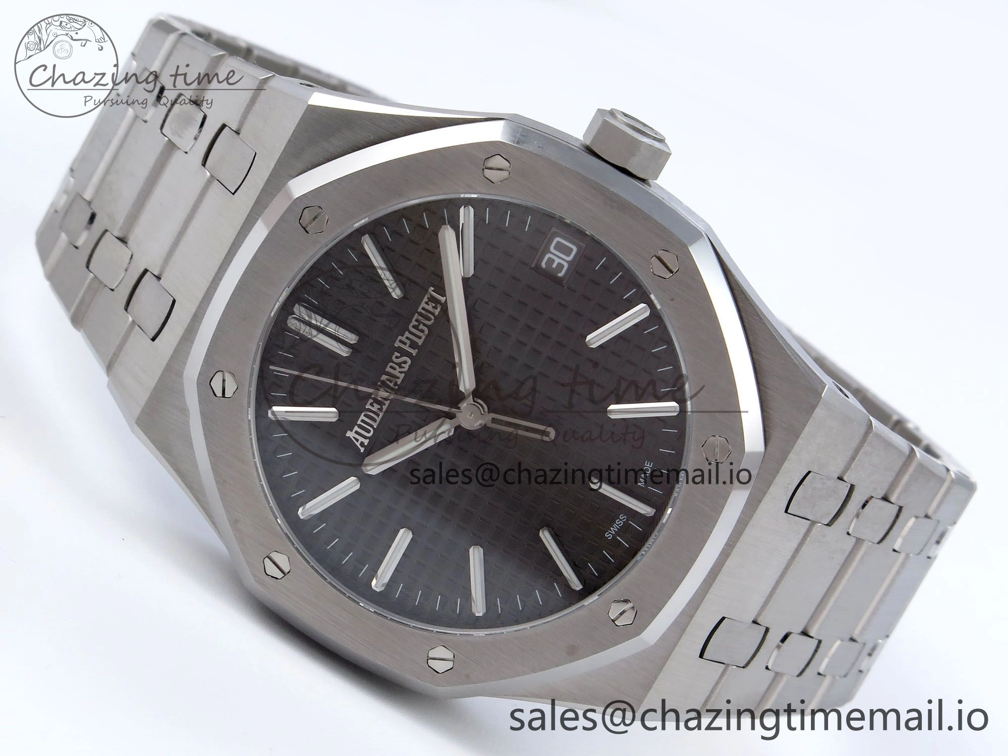 Royal Oak 41mm 15510 SS TKF 1:1 Best Edition Gray Dial on SS Bracelet SA4302 Super Clone