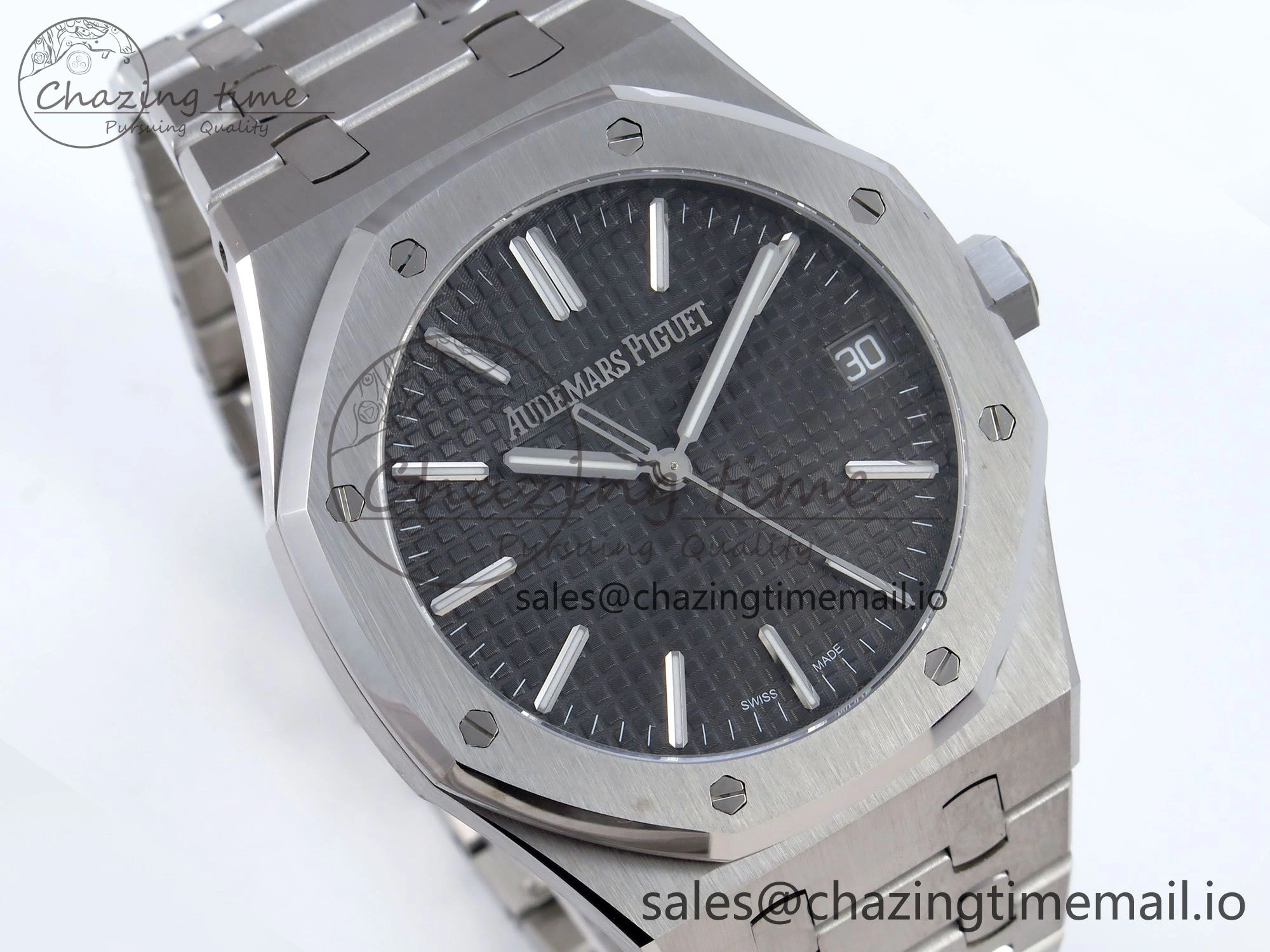 Royal Oak 41mm 15510 SS TKF 1:1 Best Edition Gray Dial on SS Bracelet SA4302 Super Clone