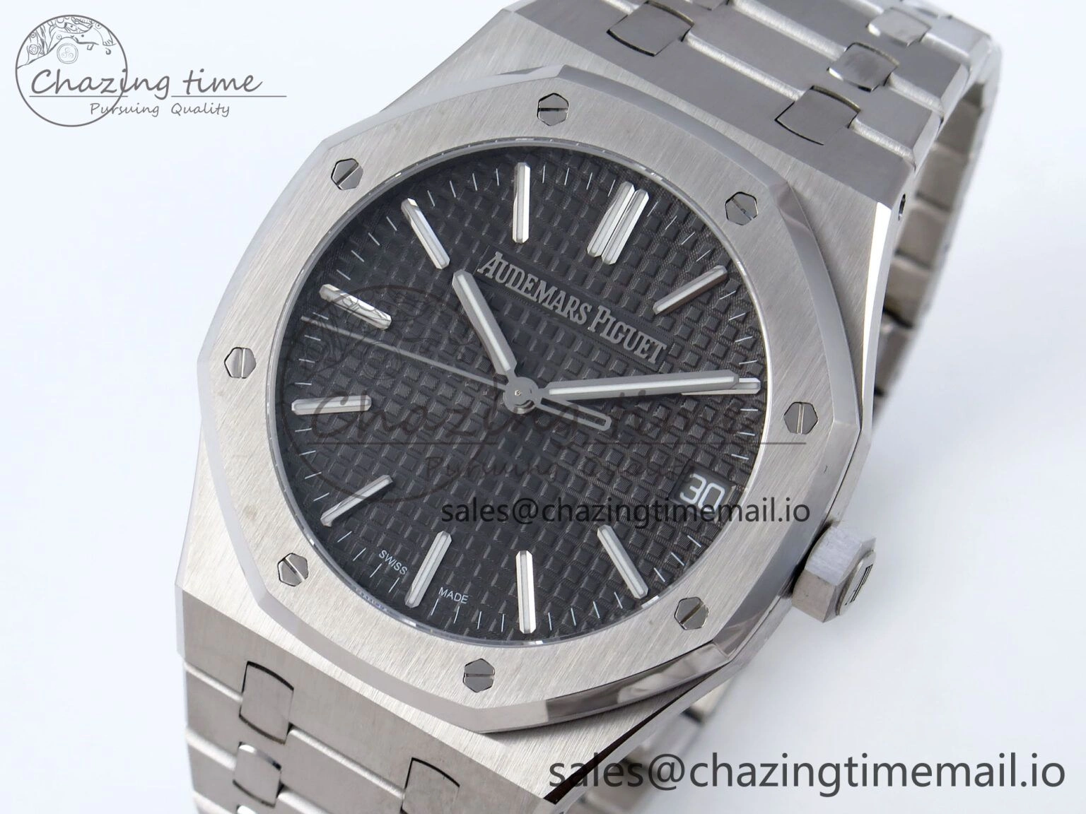 Royal Oak 41mm 15510 SS TKF 1:1 Best Edition Gray Dial on SS Bracelet SA4302 Super Clone