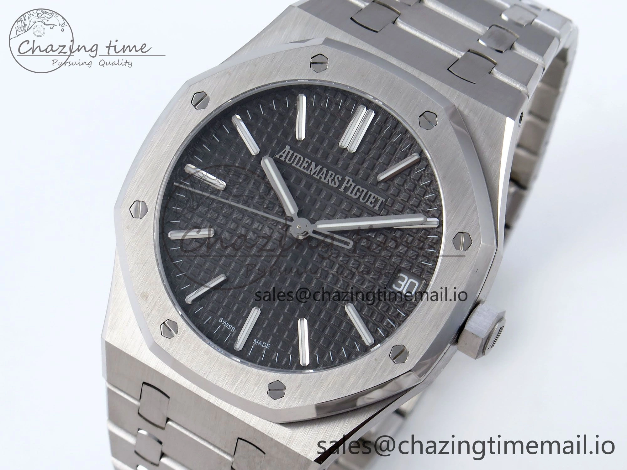 Royal Oak 41mm 15510 SS TKF 1:1 Best Edition Gray Dial on SS Bracelet SA4302 Super Clone