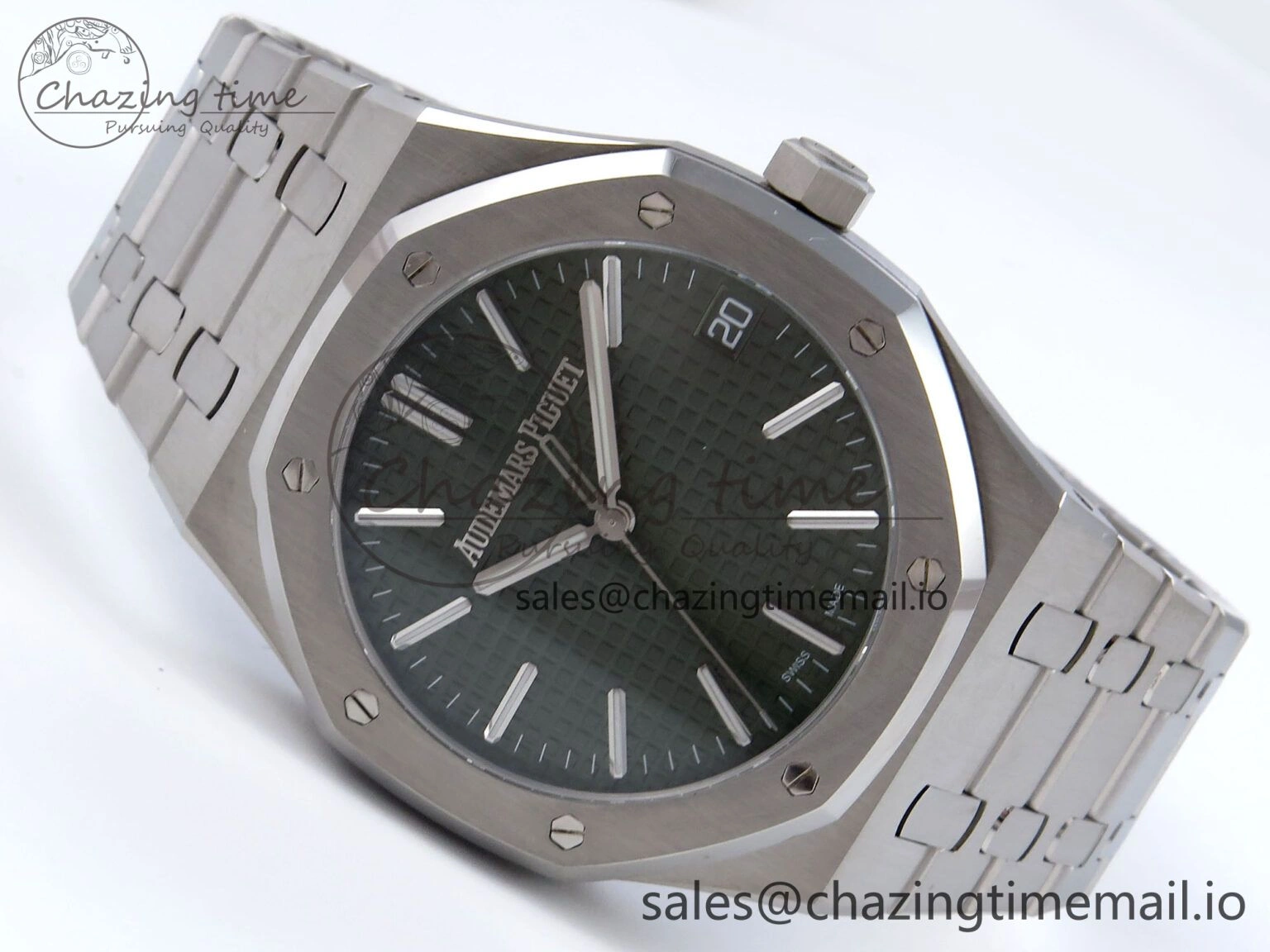 Royal Oak 41mm 15510 SS TKF 1:1 Best Edition Green Dial on SS Bracelet SA4302 Super Clone