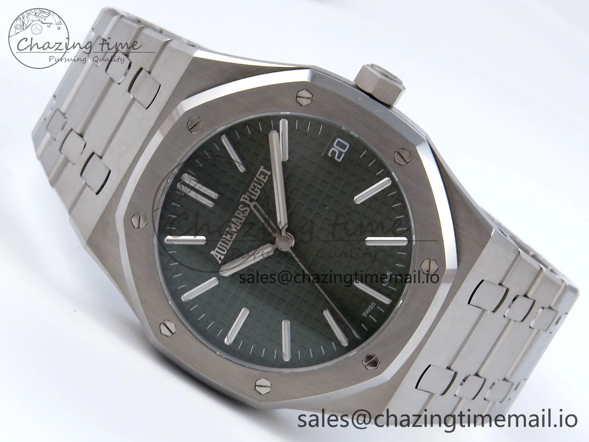 Royal Oak 41mm 15510 SS TKF 1:1 Best Edition Green Dial on SS Bracelet SA4302 Super Clone