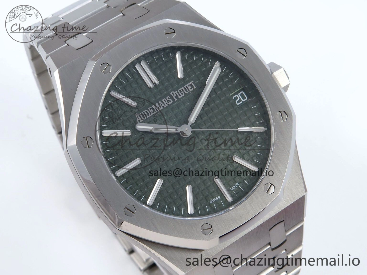 Royal Oak 41mm 15510 SS TKF 1:1 Best Edition Green Dial on SS Bracelet SA4302 Super Clone