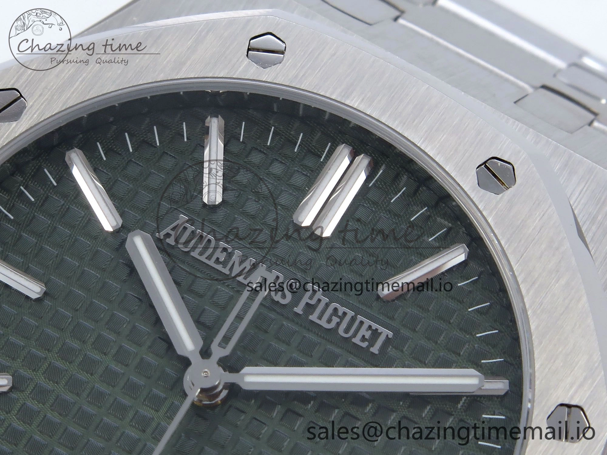 Royal Oak 41mm 15510 SS TKF 1:1 Best Edition Green Dial on SS Bracelet SA4302 Super Clone