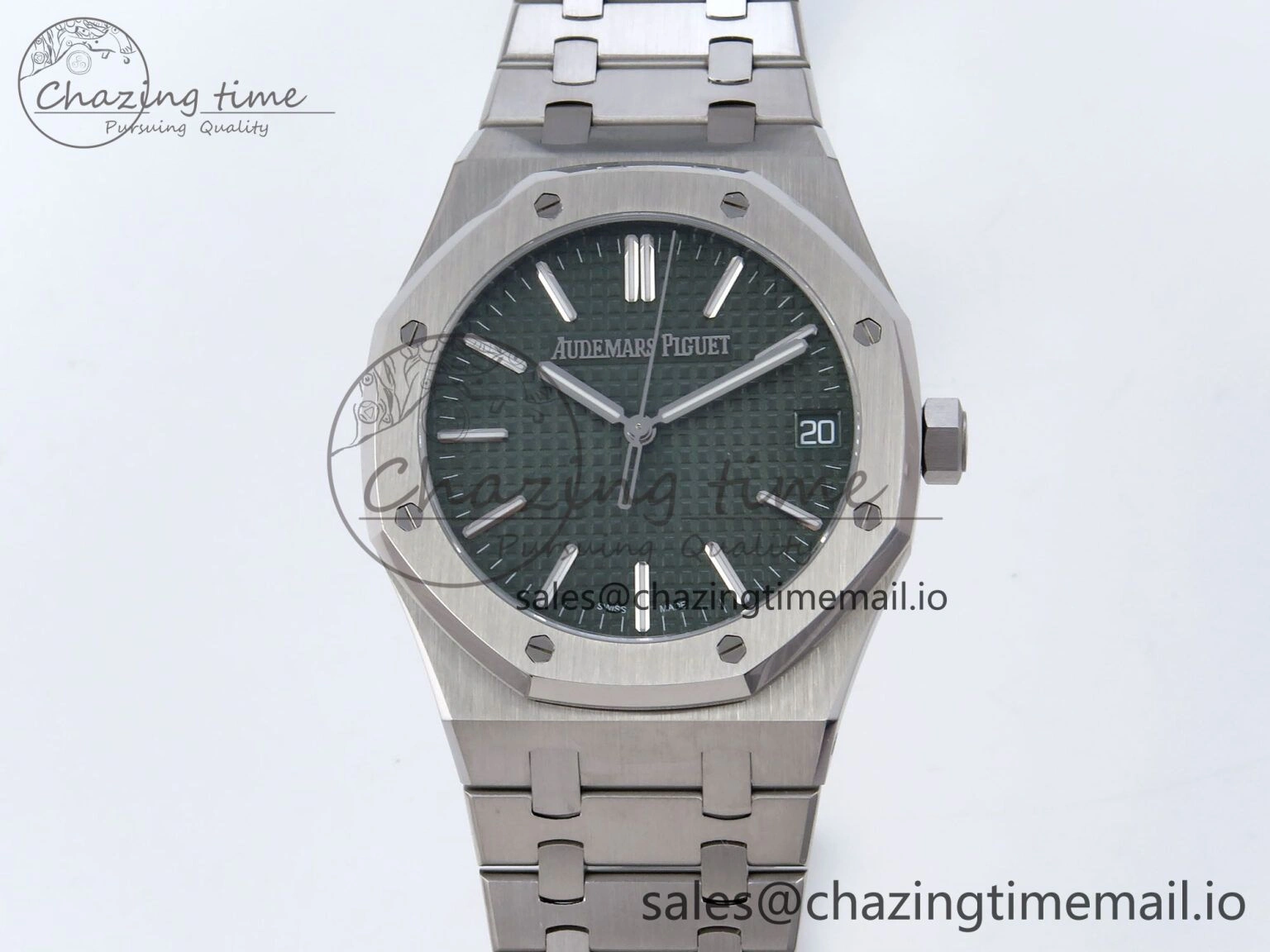 Royal Oak 41mm 15510 SS TKF 1:1 Best Edition Green Dial on SS Bracelet SA4302 Super Clone