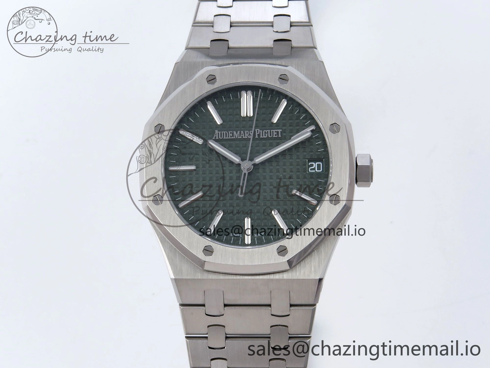 Royal Oak 41mm 15510 SS TKF 1:1 Best Edition Green Dial on SS Bracelet SA4302 Super Clone