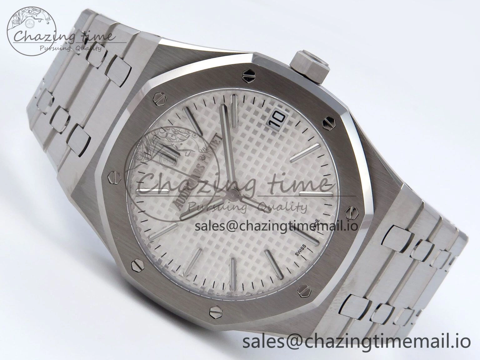 Royal Oak 41mm 15510 SS TKF 1:1 Best Edition White Dial on SS Bracelet SA4302 Super Clone