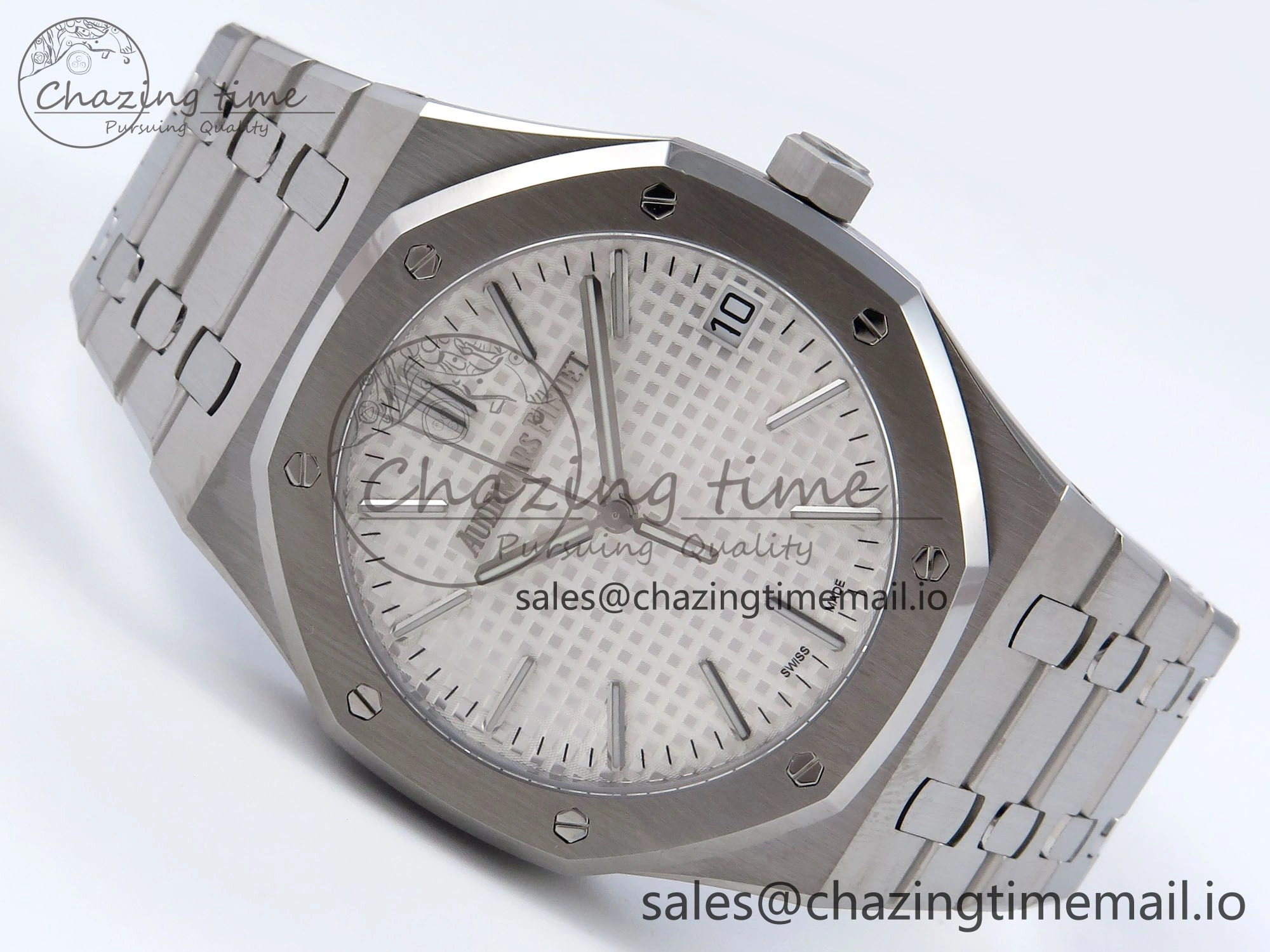 Royal Oak 41mm 15510 SS TKF 1:1 Best Edition White Dial on SS Bracelet SA4302 Super Clone