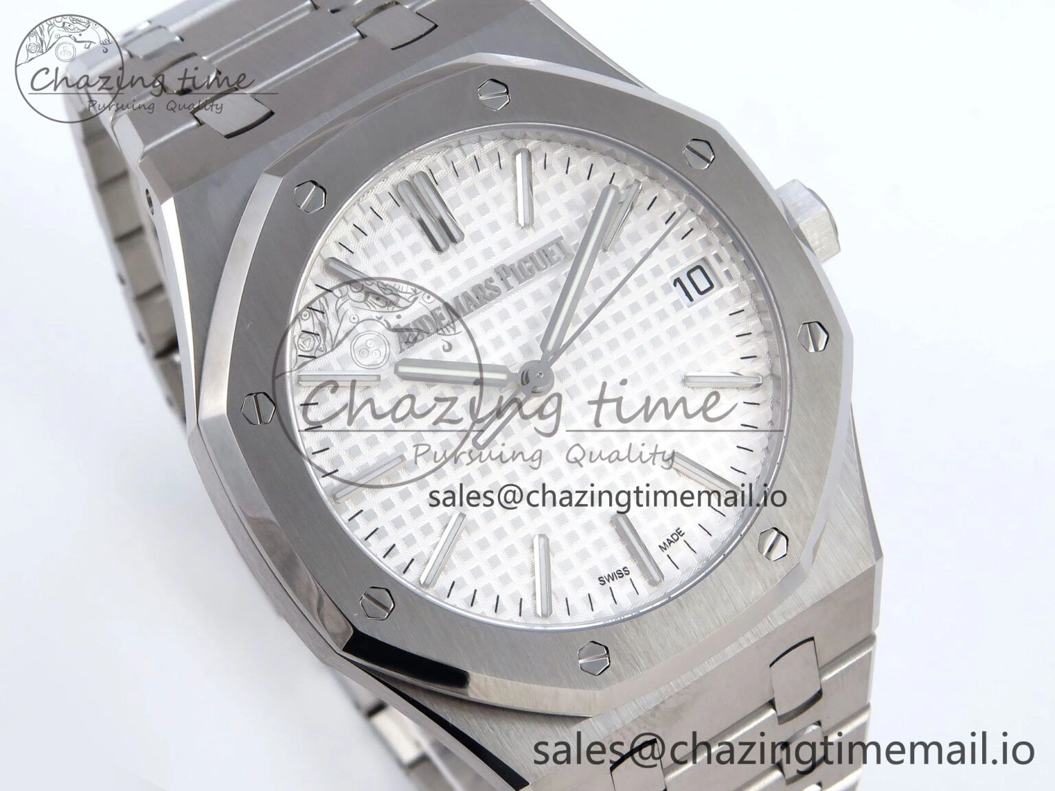Royal Oak 41mm 15510 SS TKF 1:1 Best Edition White Dial on SS Bracelet SA4302 Super Clone