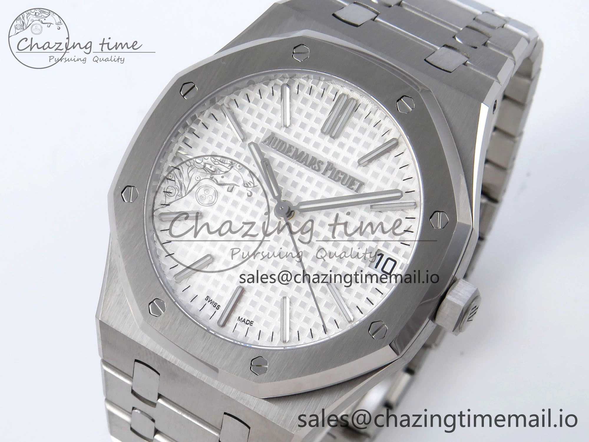 Royal Oak 41mm 15510 SS TKF 1:1 Best Edition White Dial on SS Bracelet SA4302 Super Clone
