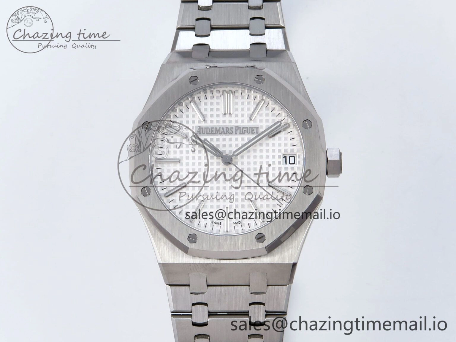 Royal Oak 41mm 15510 SS TKF 1:1 Best Edition White Dial on SS Bracelet SA4302 Super Clone