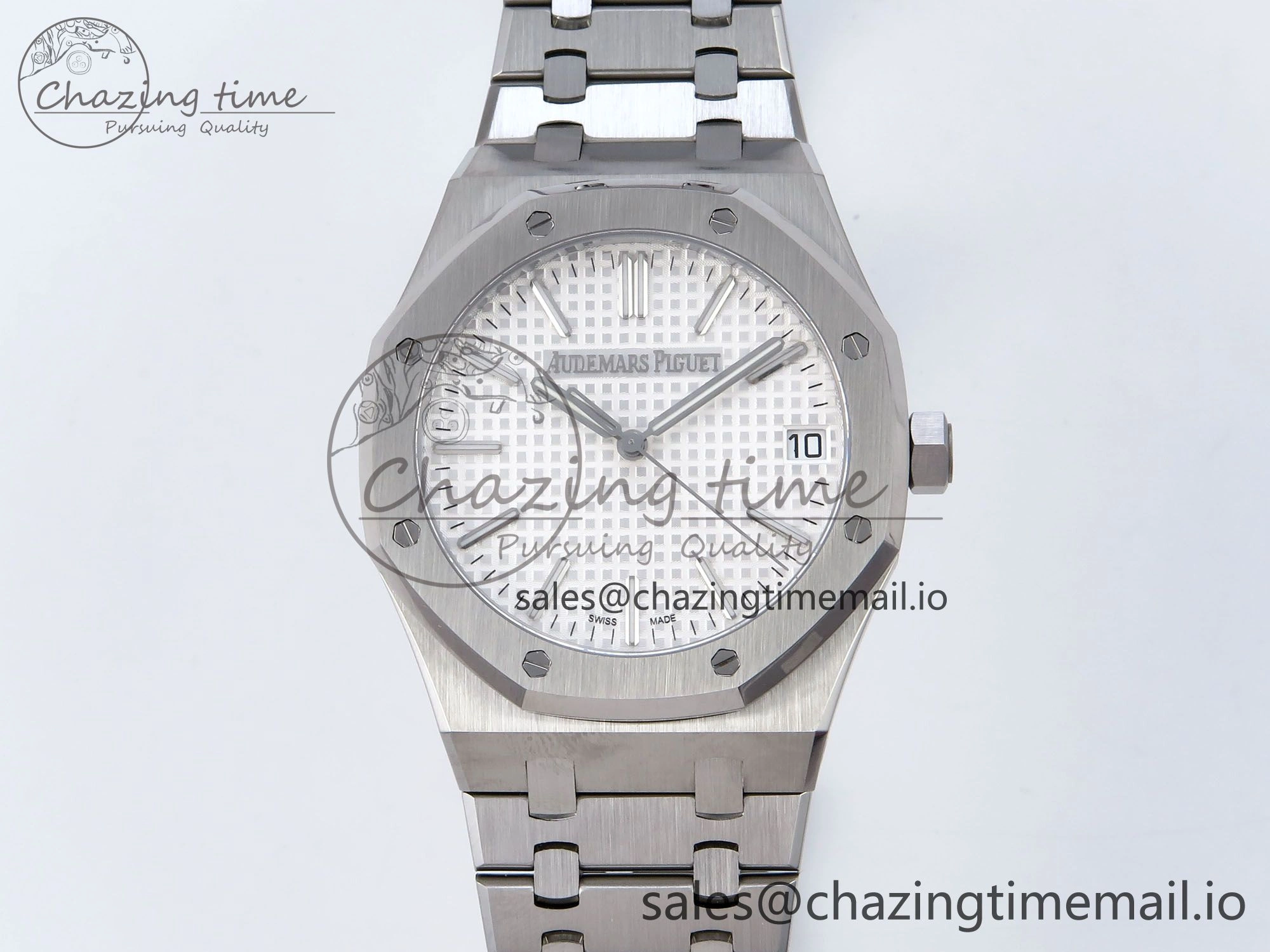 Royal Oak 41mm 15510 SS TKF 1:1 Best Edition White Dial on SS Bracelet SA4302 Super Clone