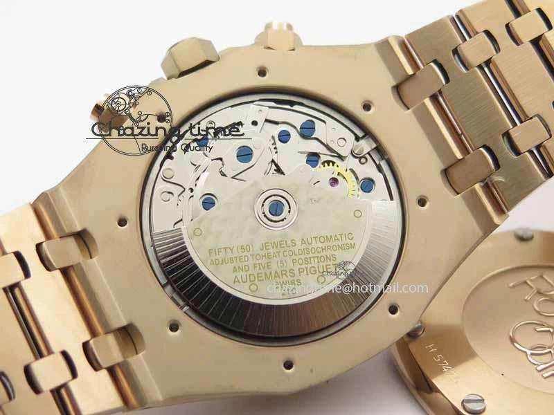Royal Oak 41mm 26331 Chrono RG Blue Textured Dial Gold Subdial On RG Bracelet A7750