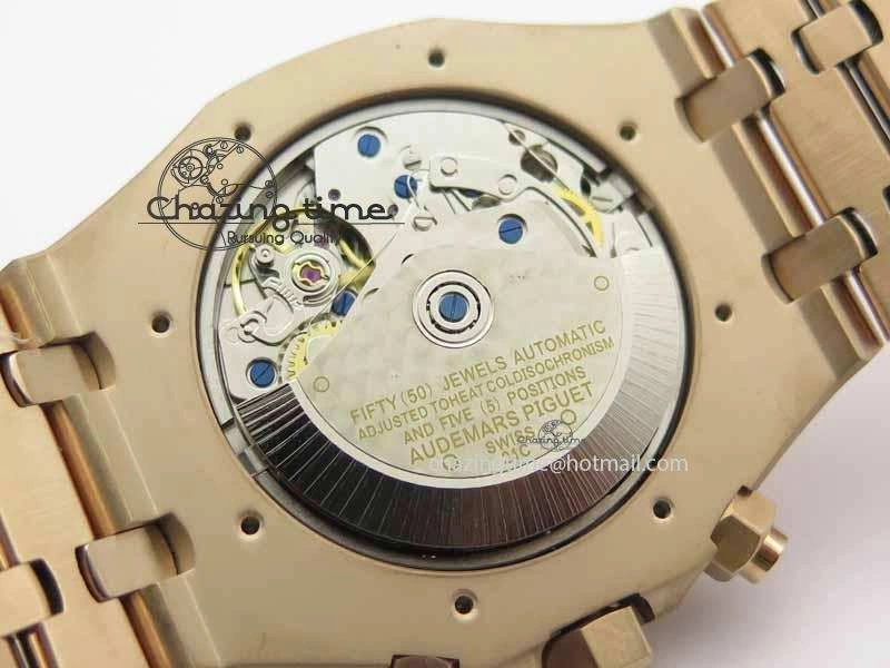 Royal Oak 41mm 26331 Chrono RG Blue Textured Dial Gold Subdial On RG Bracelet A7750