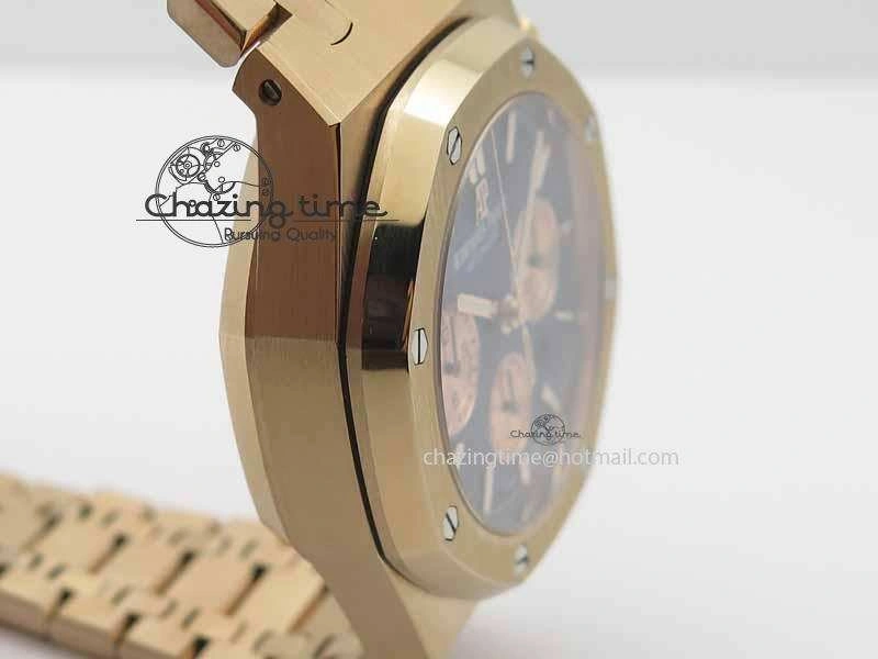 Royal Oak 41mm 26331 Chrono RG Blue Textured Dial Gold Subdial On RG Bracelet A7750