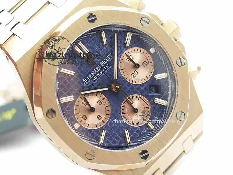 Royal Oak 41mm 26331 Chrono RG Blue Textured Dial Gold Subdial On RG Bracelet A7750