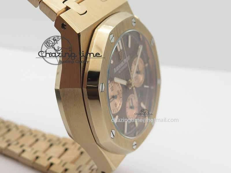 Royal Oak 41mm 26331 Chrono RG Brown Textured Dial Gold Subdial On RG Bracelet A7750