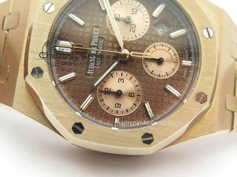 Royal Oak 41mm 26331 Chrono RG Brown Textured Dial Gold Subdial On RG Bracelet A7750