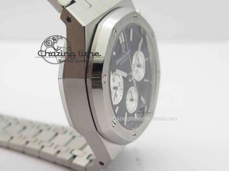 Royal Oak 41mm 26331 Chrono SS Black Textured Dial White Subdial On SS Bracelet A7750