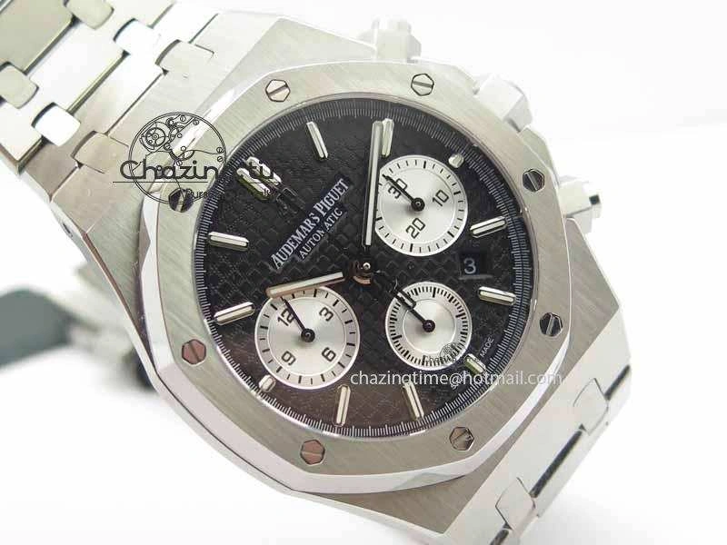 Royal Oak 41mm 26331 Chrono SS Black Textured Dial White Subdial On SS Bracelet A7750