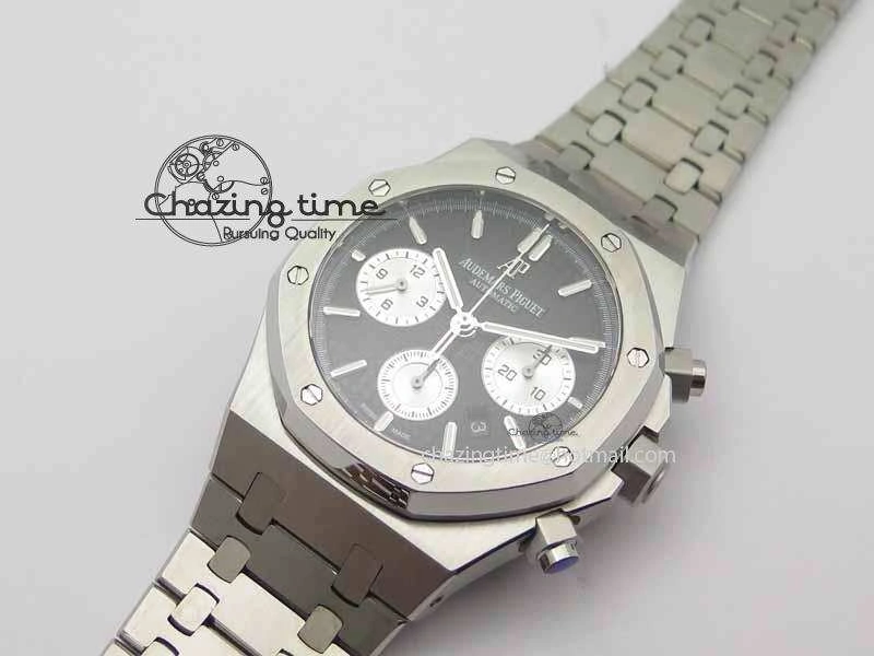Royal Oak 41mm 26331 Chrono SS Black Textured Dial White Subdial On SS Bracelet A7750