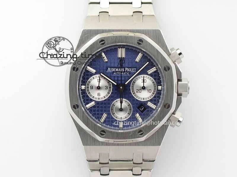 Royal Oak 41mm 26331 Chrono SS Blue Textured Dial White Subdial On SS Bracelet A7750