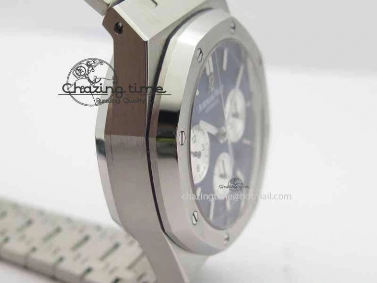 Royal Oak 41mm 26331 Chrono SS Blue Textured Dial White Subdial On SS Bracelet A7750