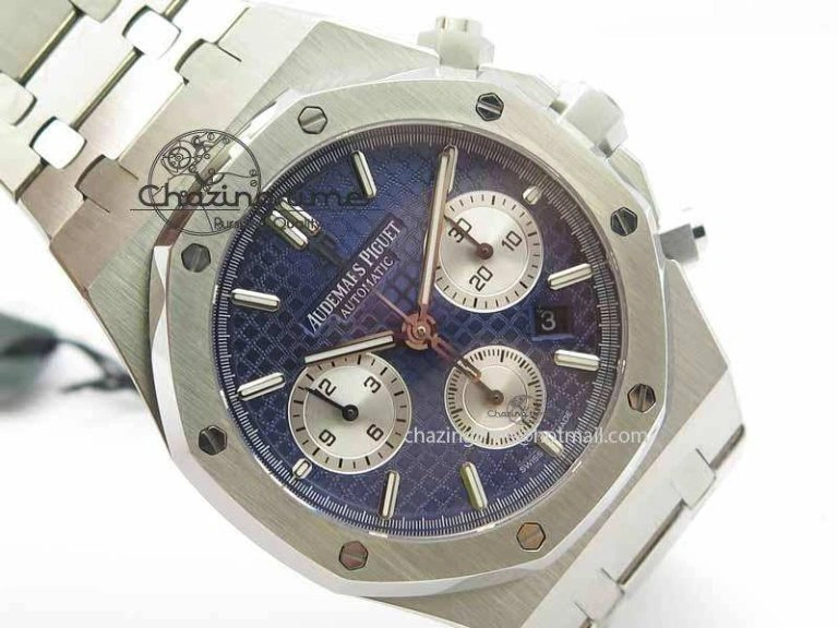 Royal Oak 41mm 26331 Chrono SS Blue Textured Dial White Subdial On SS Bracelet A7750