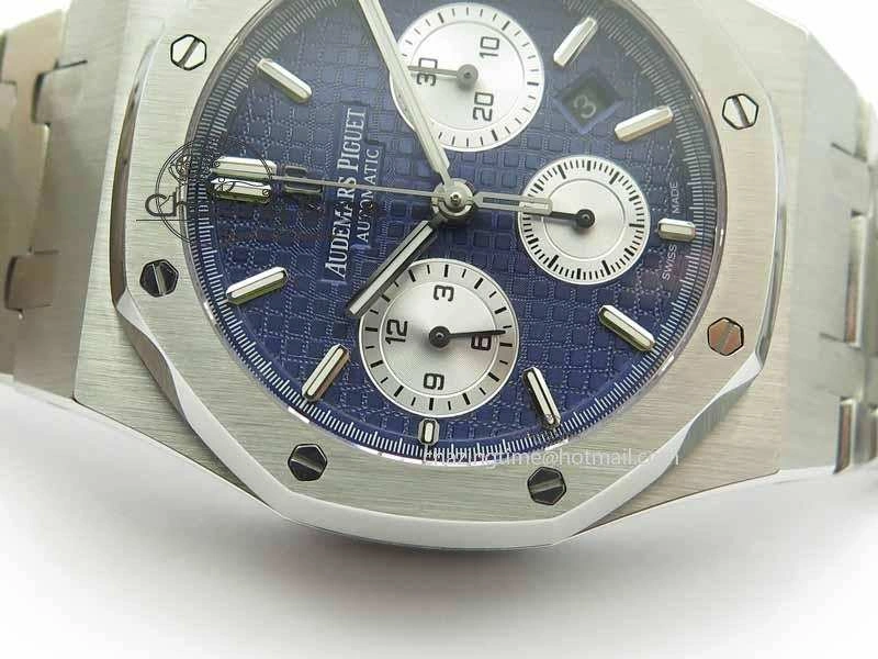 Royal Oak 41mm 26331 Chrono SS Blue Textured Dial White Subdial On SS Bracelet A7750
