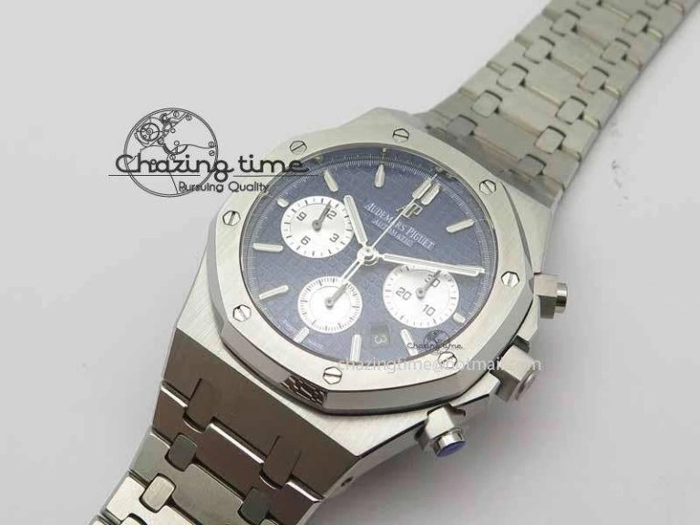 Royal Oak 41mm 26331 Chrono SS Blue Textured Dial White Subdial On SS Bracelet A7750