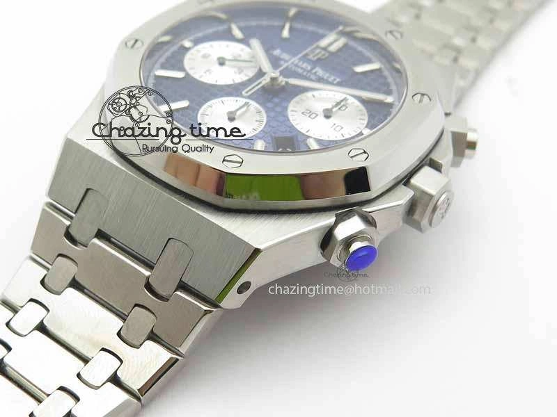 Royal Oak 41mm 26331 Chrono SS Blue Textured Dial White Subdial On SS Bracelet A7750