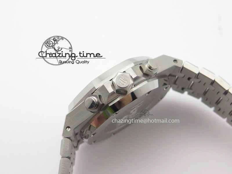 Royal Oak 41mm 26331 Chrono SS Gray Textured Dial Blue Subdial On SS Bracelet A7750