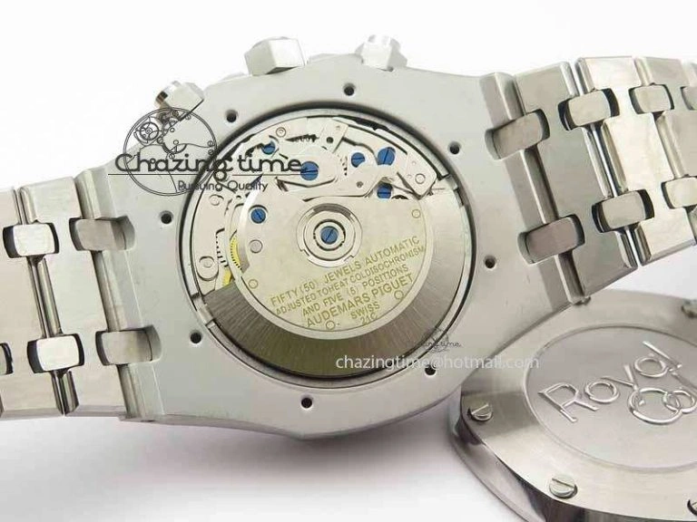 Royal Oak 41mm 26331 Chrono SS Gray Textured Dial Blue Subdial On SS Bracelet A7750