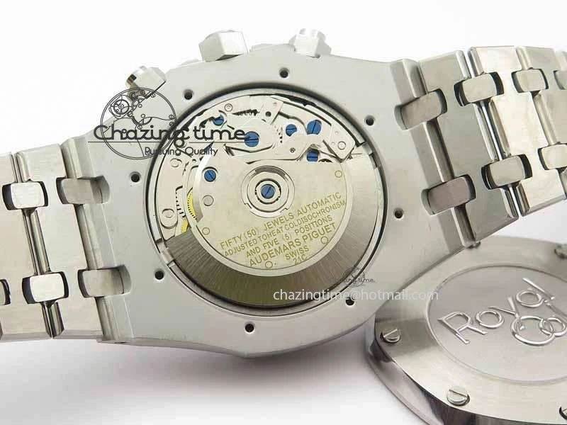 Royal Oak 41mm 26331 Chrono SS Gray Textured Dial Blue Subdial On SS Bracelet A7750
