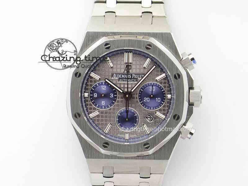 Royal Oak 41mm 26331 Chrono SS Gray Textured Dial Blue Subdial On SS Bracelet A7750