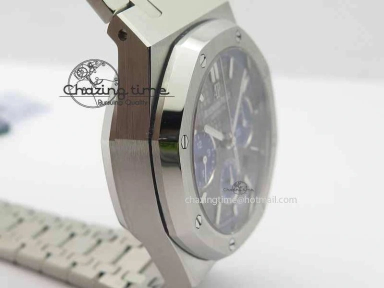 Royal Oak 41mm 26331 Chrono SS Gray Textured Dial Blue Subdial On SS Bracelet A7750