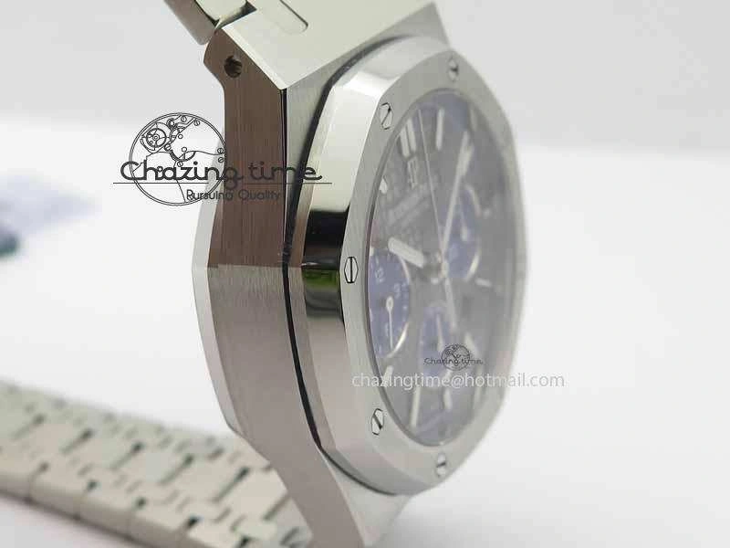 Royal Oak 41mm 26331 Chrono SS Gray Textured Dial Blue Subdial On SS Bracelet A7750