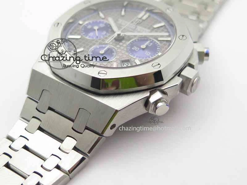 Royal Oak 41mm 26331 Chrono SS Gray Textured Dial Blue Subdial On SS Bracelet A7750