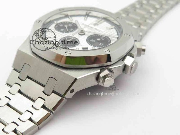Royal Oak 41mm 26331 Chrono SS White Textured Dial Black Subdial On SS Bracelet A7750