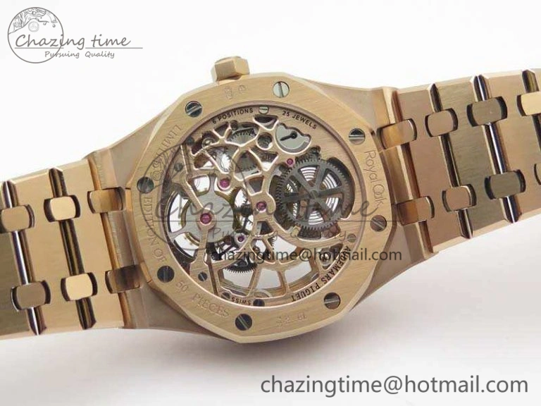 Royal Oak 41mm 26518 Tourbillon RG Best Edition Skeleton Dial On RG Bracelet A2924