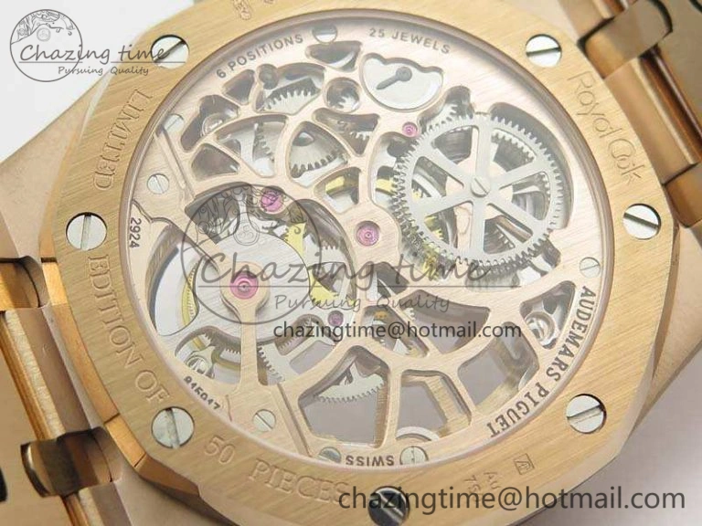 Royal Oak 41mm 26518 Tourbillon RG Best Edition Skeleton Dial On RG Bracelet A2924