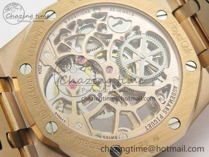 Royal Oak 41mm 26518 Tourbillon RG Best Edition Skeleton Dial On RG Bracelet A2924