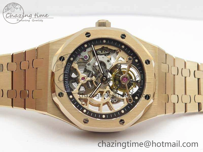 Royal Oak 41mm 26518 Tourbillon RG Best Edition Skeleton Dial On RG Bracelet A2924
