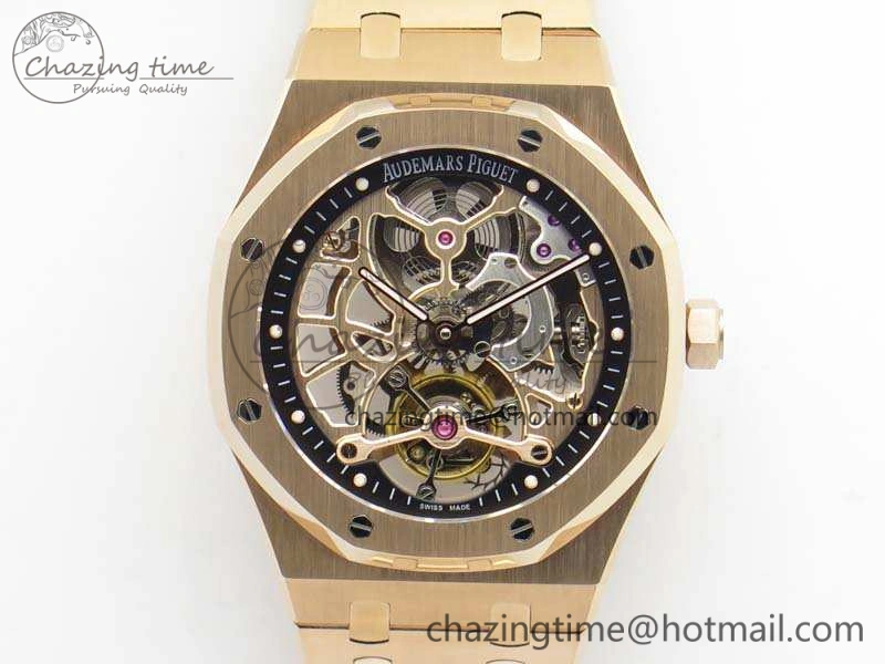 Royal Oak 41mm 26518 Tourbillon RG Best Edition Skeleton Dial On RG Bracelet A2924