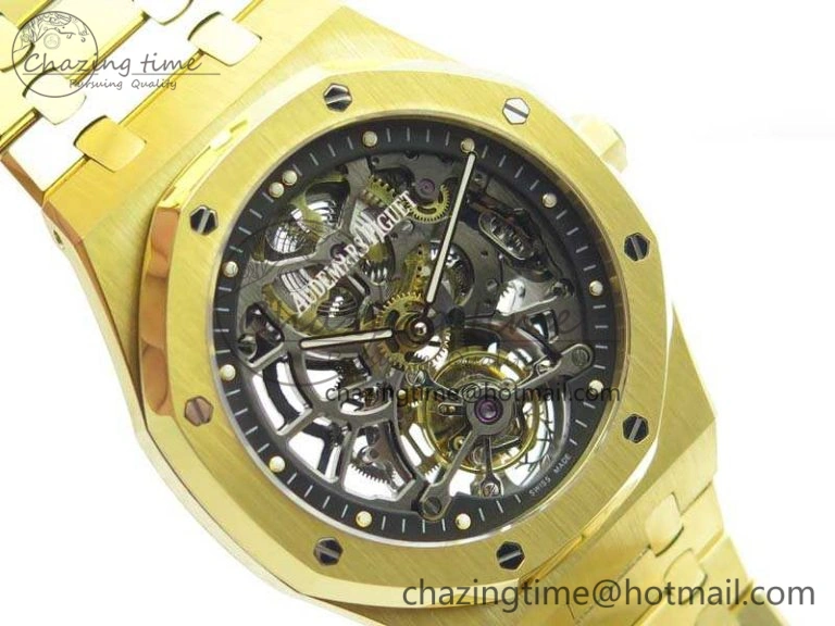 Royal Oak 41mm 26518 Tourbillon YG Best Edition Skeleton Dial On YG Bracelet A2924