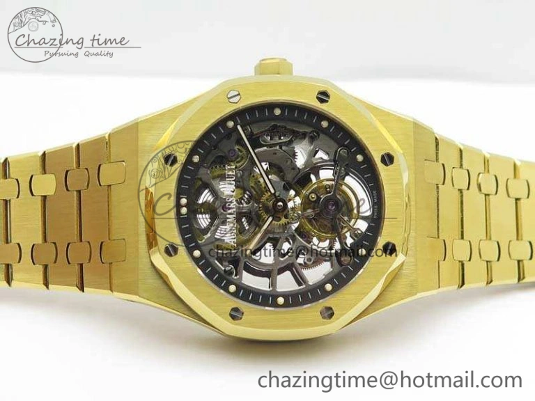 Royal Oak 41mm 26518 Tourbillon YG Best Edition Skeleton Dial On YG Bracelet A2924