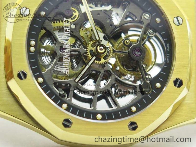 Royal Oak 41mm 26518 Tourbillon YG Best Edition Skeleton Dial On YG Bracelet A2924