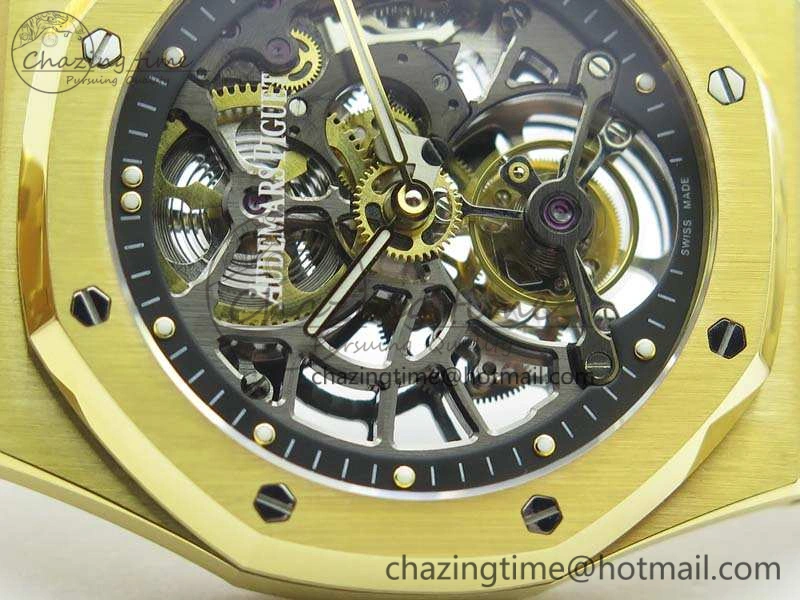 Royal Oak 41mm 26518 Tourbillon YG Best Edition Skeleton Dial On YG Bracelet A2924