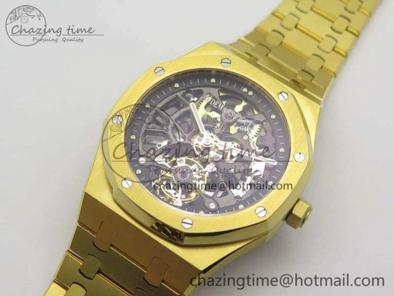 Royal Oak 41mm 26518 Tourbillon YG Best Edition Skeleton Dial On YG Bracelet A2924